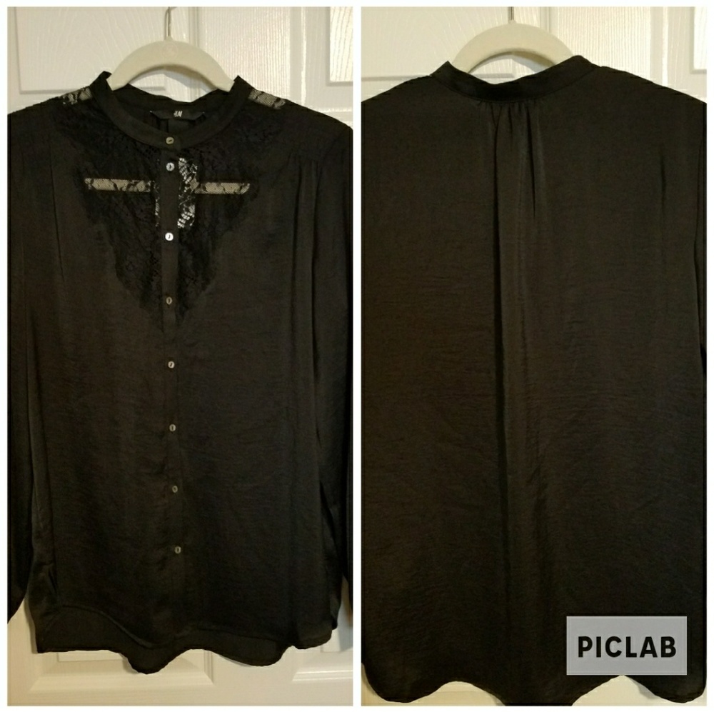 NWT H&M Long hem collar less button down shirt